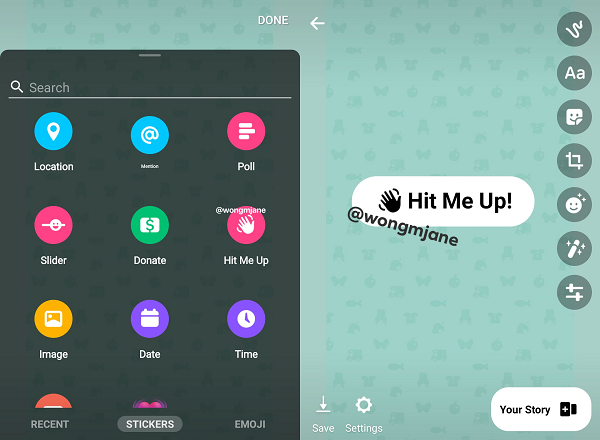 Facebook 'Hit Me Up' sticker
