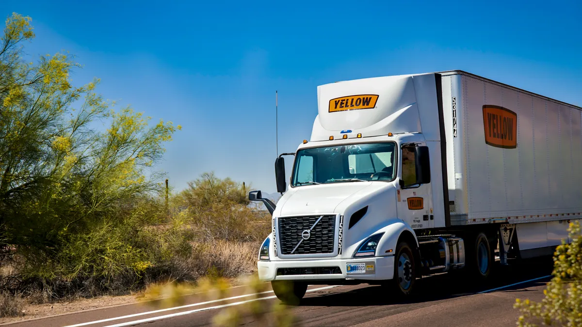 Yellow Corp. truck on road