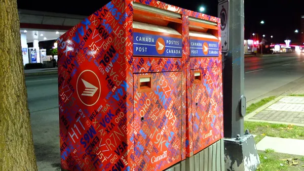 A set of Canada Post mailboxes in British Columbia, Canada.