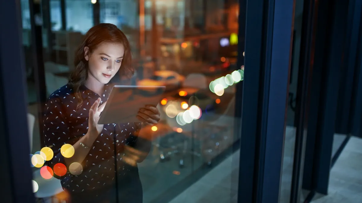 Woman doing online banking