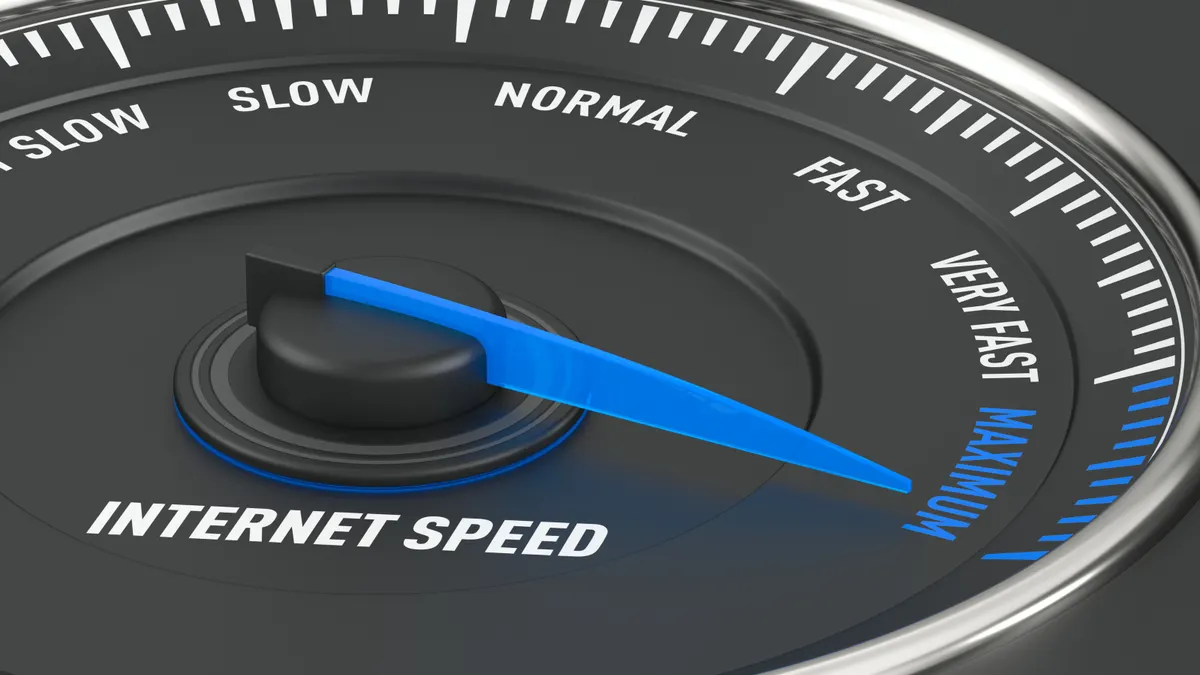 Speed meter portraying internet speed