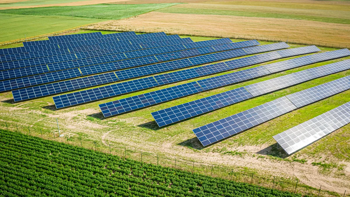 Solar panels in a field in Poland.