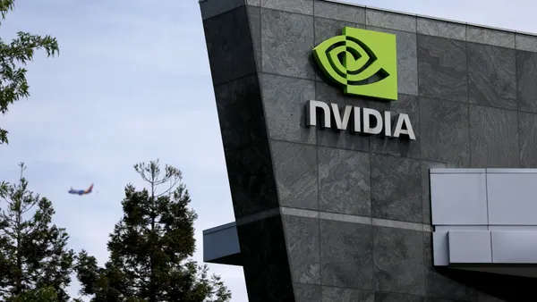 a corporate building bearing Nvidia signage in bright green