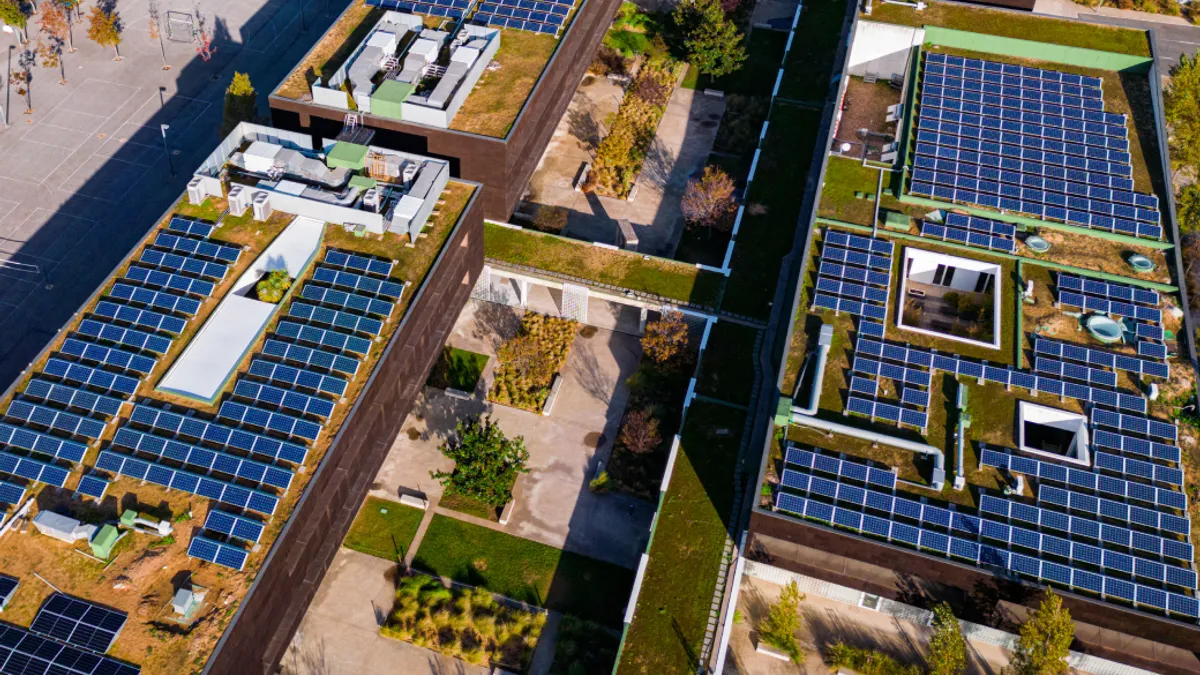 Aerial shot of solar panel