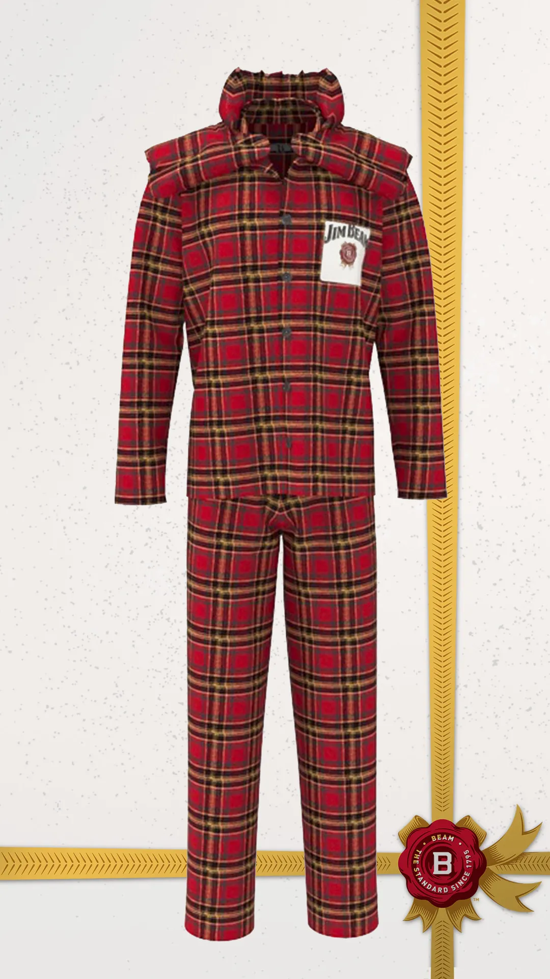 Red flannel pajama top and bottoms