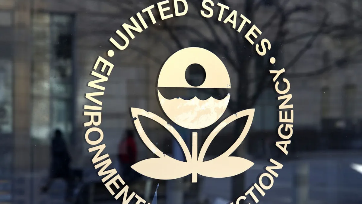 Logo of the U.S. EPA printed on a window