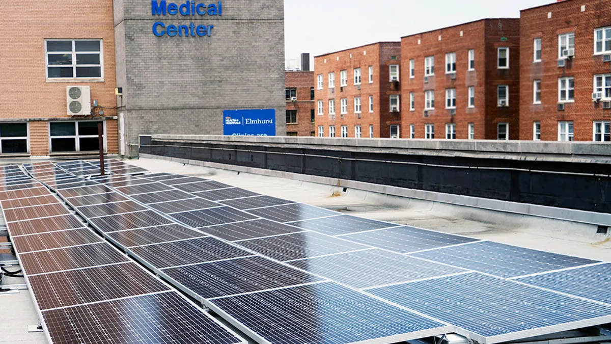 Solar panels atop Elmhurst Hospital.