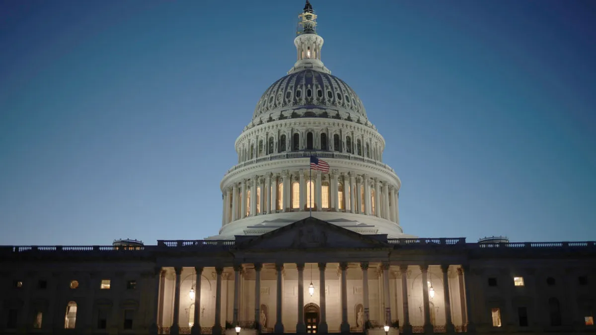 Capitol Hill lit up at night