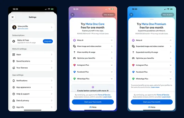 Meta AI subscriptions