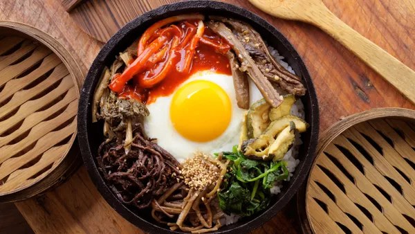 A stock image of a bowl of bi bim bap.