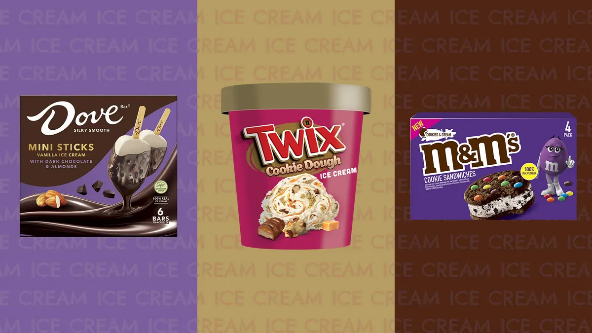 Mars ice cream twix M&M's dove