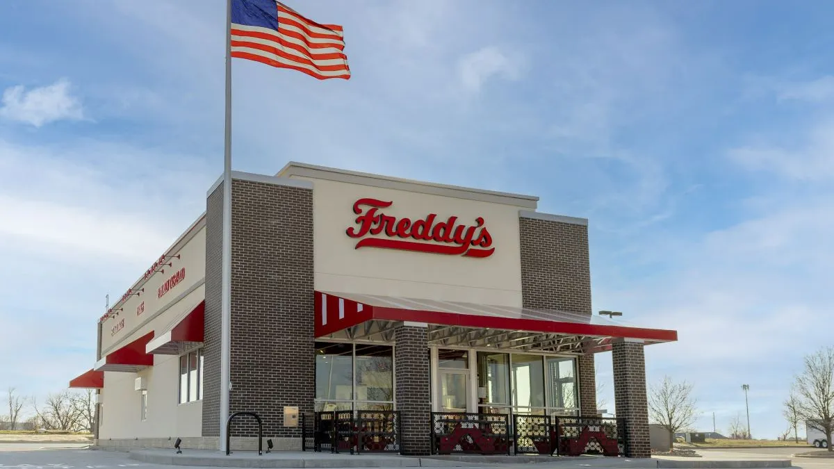 A photograph of Freddy's off-premise-centric prototype in Belleville, Illinois