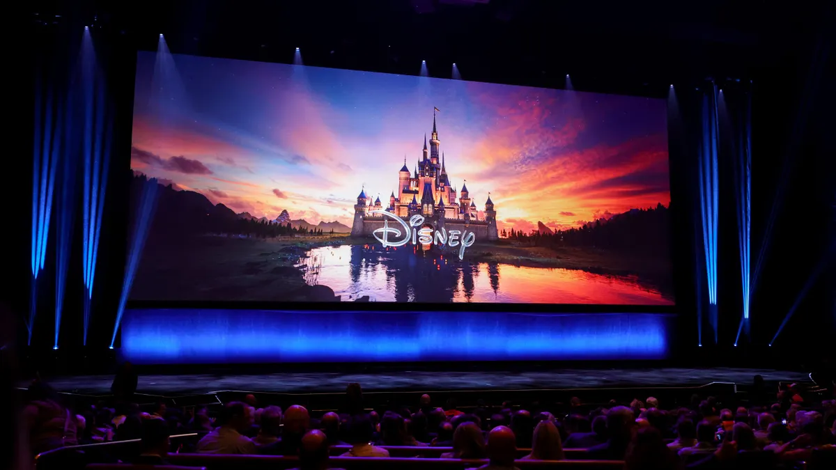 Disney logo shown during a presentation at CinemaCon on April 3, 2025