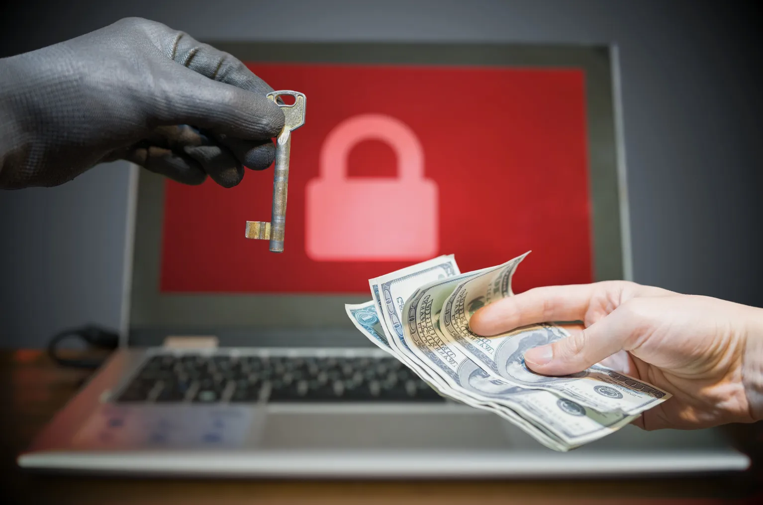 Ransomware virus has encrypted data. Attacker is offering key to unlock encrypted data for money.