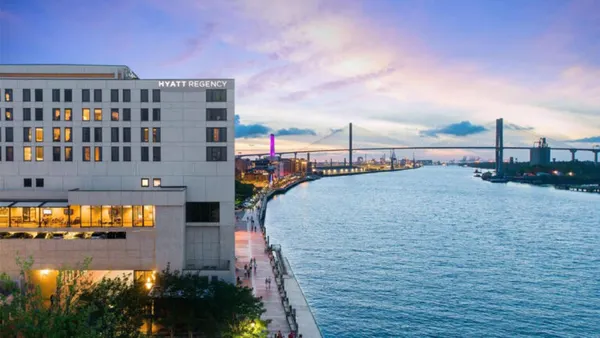 An exterior image of the Hyatt Regency Savannah in Savannah, Georgia.