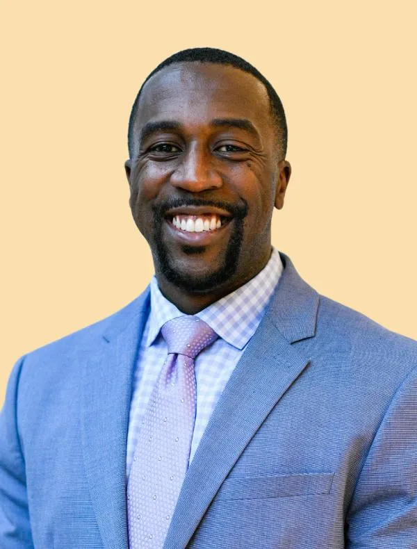 This is a headshot of Marcus Belin, principal of Huntley High School in Illinois and a board member of the National Association of Secondary School Principals.