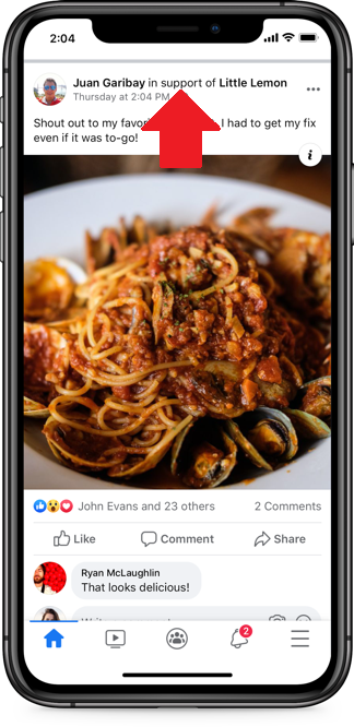 Facebook SMB support tags