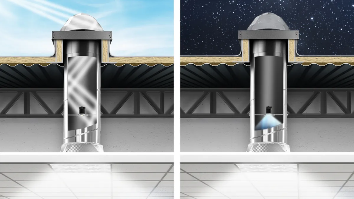 A rendering of the Solatube Integrated LED Light Kit for offices and schools