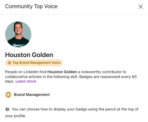 LinkedIn Top Voice badge