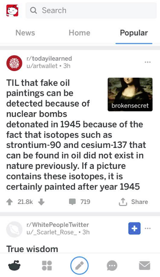 A screenshot of the Reddit app