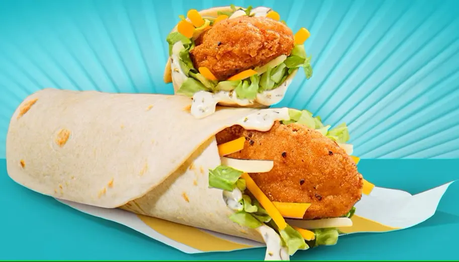 An image of two chicken wraps from McDonald's