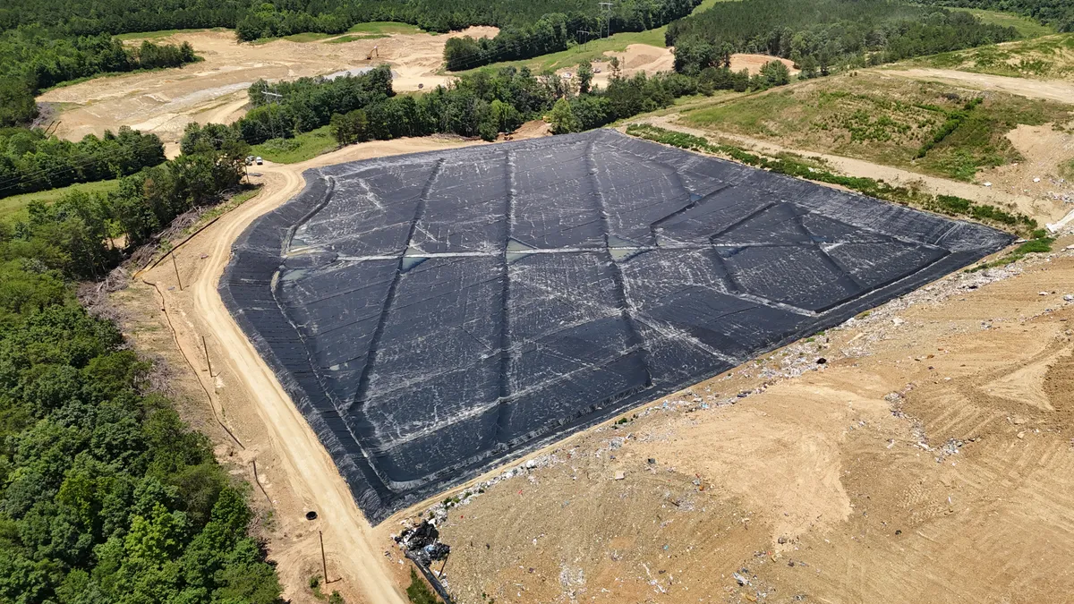 Aerial view of a recently expanded cell at the Murray County Landfill in Georgia.