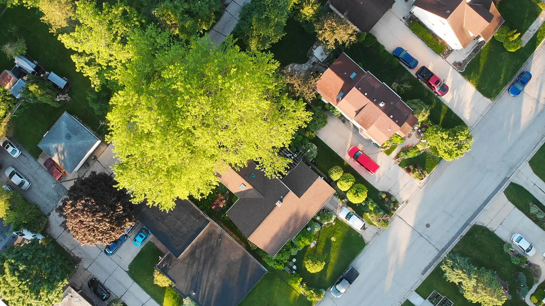 Aerial view of a neighborhood