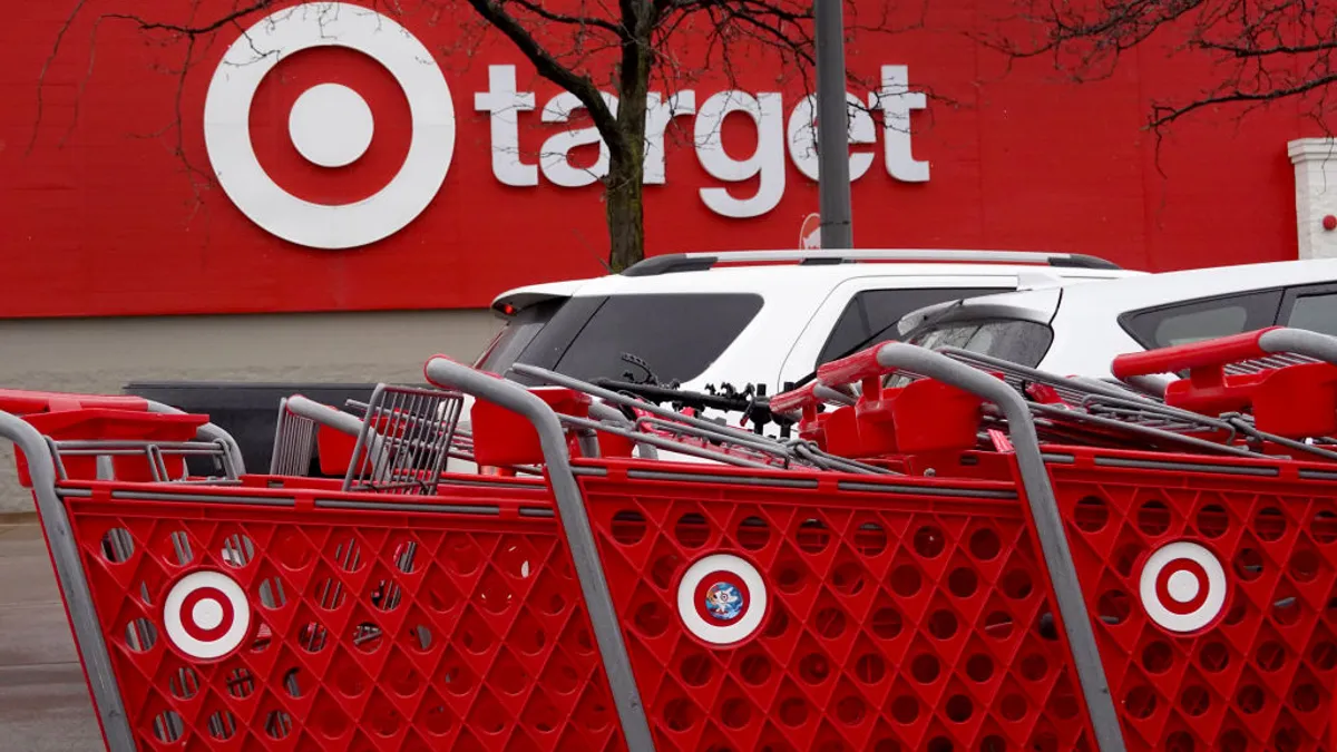 Target shopping carts outside of the store