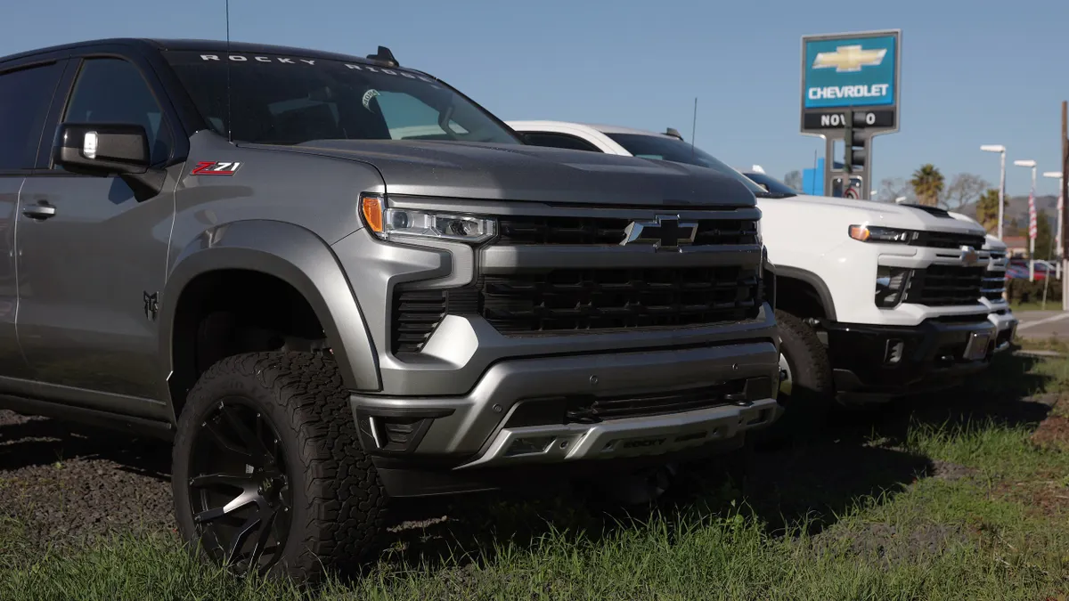 Chevrolet trucks at a dealership in Novato, Cali. on Jan. 28, 2025