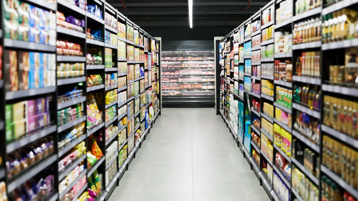 Shot of a empty aisle in a supermarket.