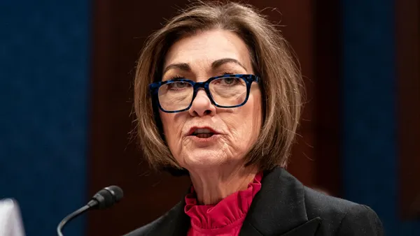 Iowa Governor Kim Reynolds speaks during a House Oversight and Accountability Committee hearing on "Rightsizing Federal Government," on Capitol Hill, on Feb. 5, 2025, in Washington, D.C.