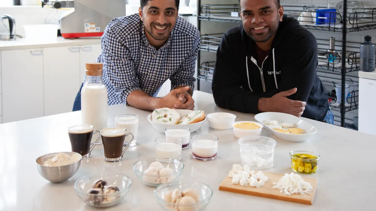 Perfect Day co-founders Ryan Pandya and Perumal Gandhi with a host of prototypes in December 2019
