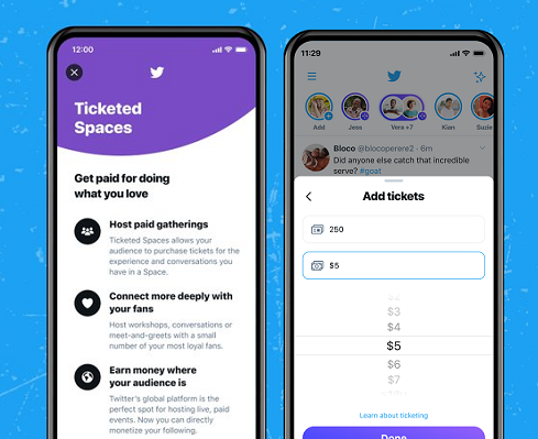 Ticketed Spaces example screens