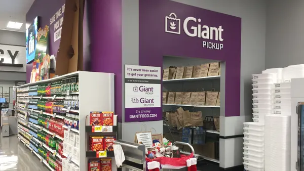 Pickup area in grocery store