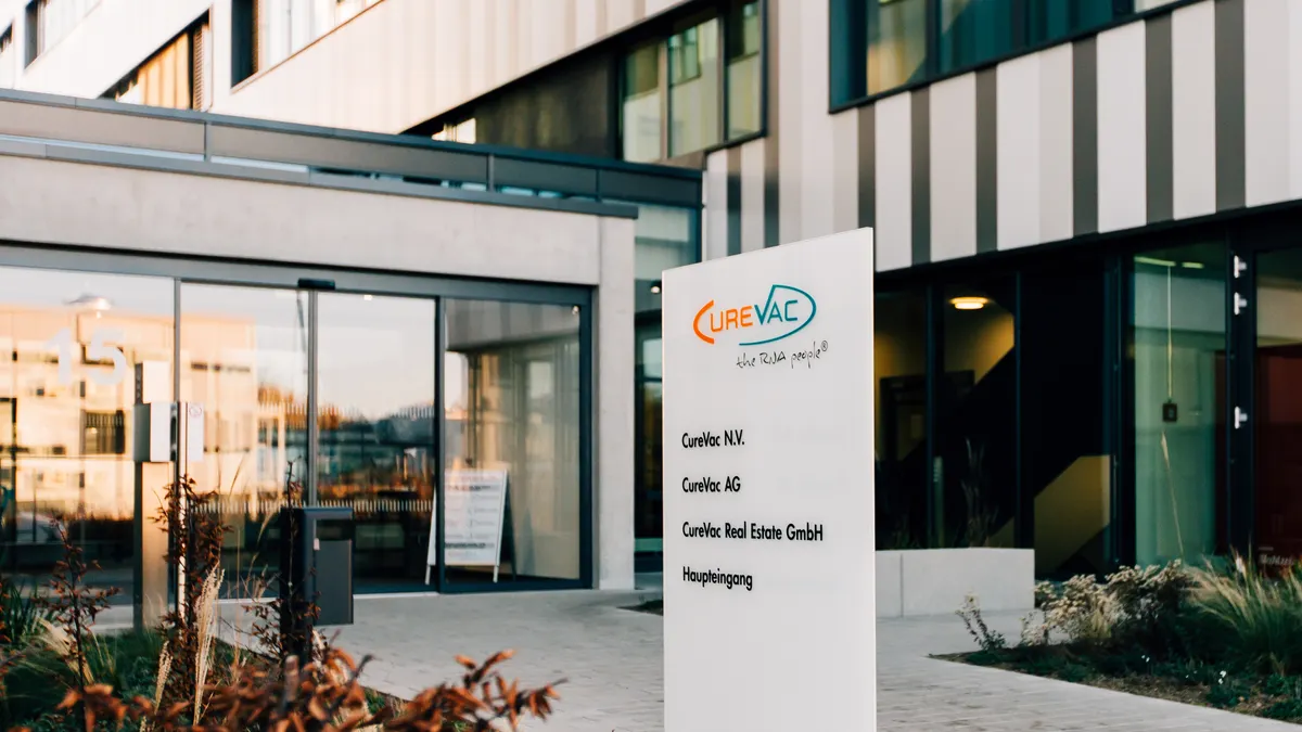 A photo of CureVac headquarters in Tuebingen, Germany