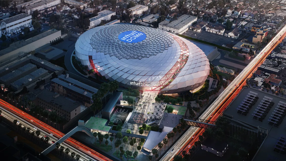 A rendering of the Los Angeles Clippers' future stadium.