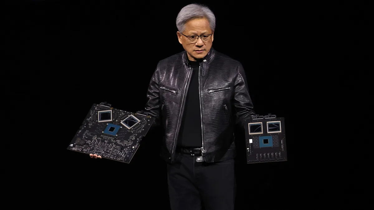 Nvidia CEO Jensen Huang delivers a keynote address during the Nvidia GTC Artificial Intelligence Conference at SAP Center on March 18, 2024 in San Jose, California.