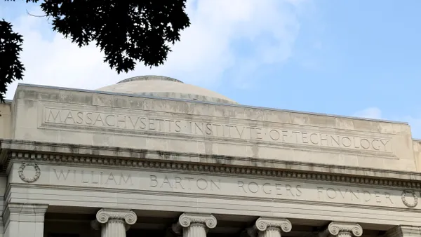 A campus building etched with the Massachusetts Institute of Technology's name.