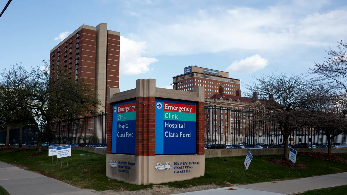 A picture of the outside of a Henry Ford Health hospital