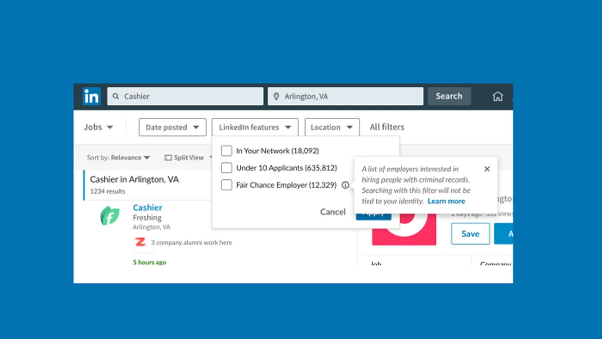 LinkedIn Fair Chance job Filter