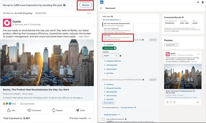 Boosting LinkedIn Posts