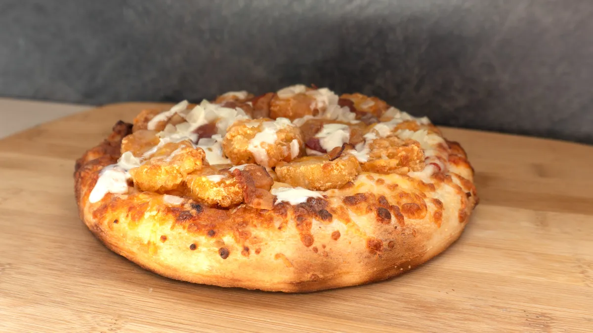 A photo of Rutter's loaded potato pizza.