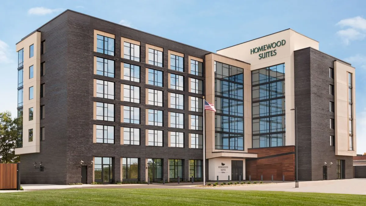 A exterior image of a Homewood Suites by Hilton.