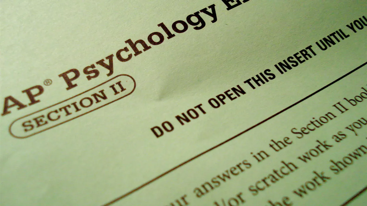 A close-up of the AP Psychology test booklet.