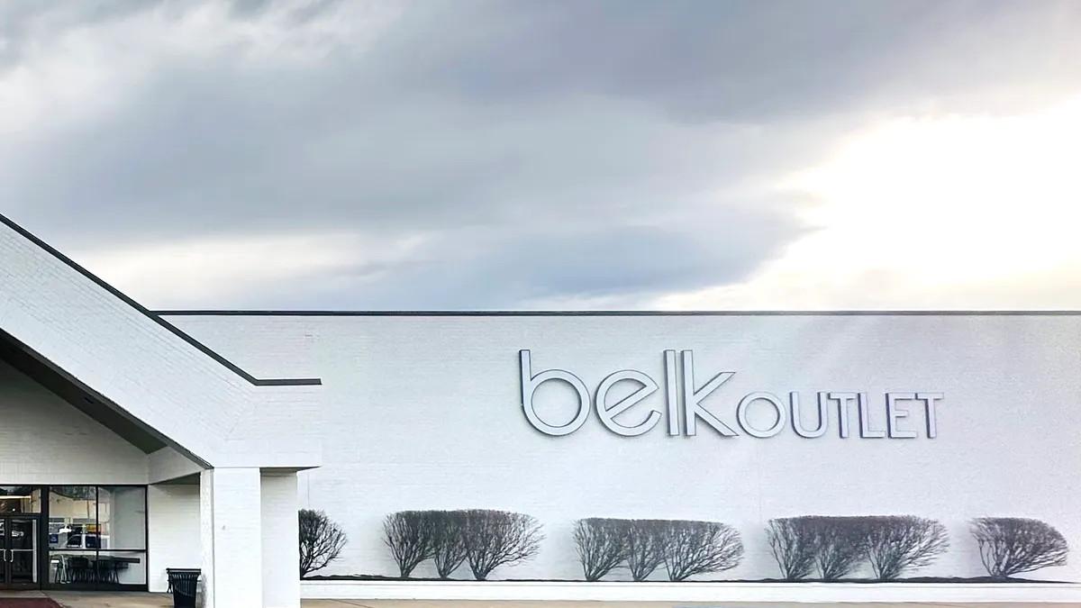 Exterior shot of a Belk Outlet store.