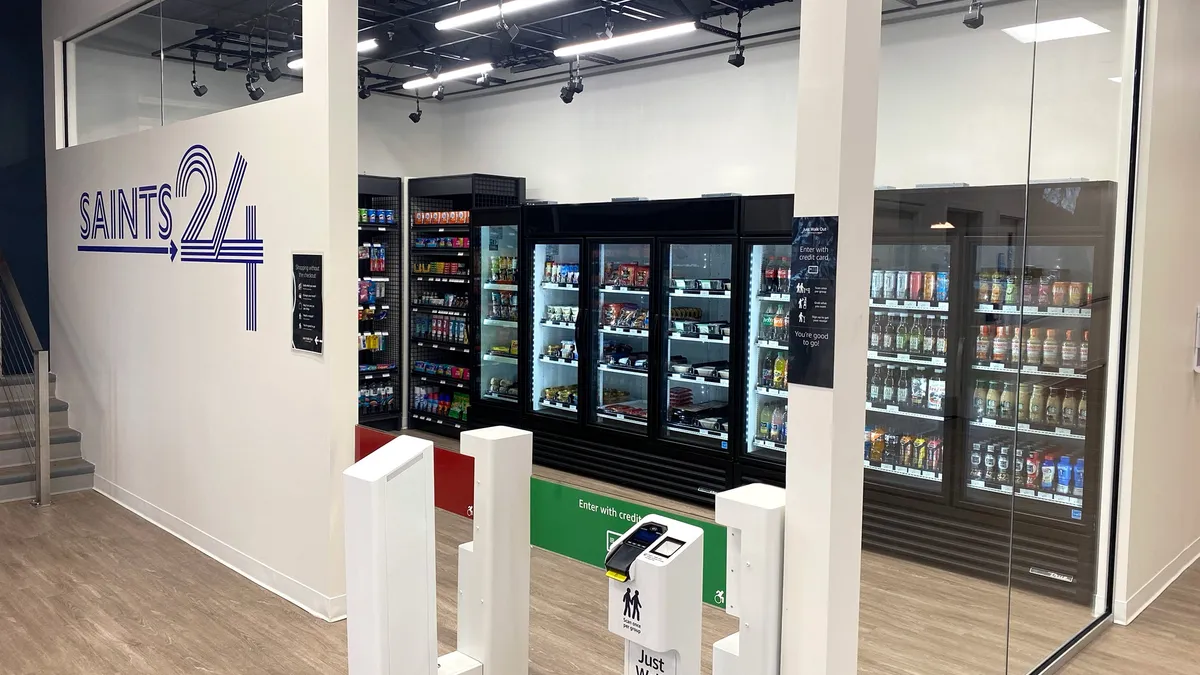 A photo of Saints 24, an automated convenience store.