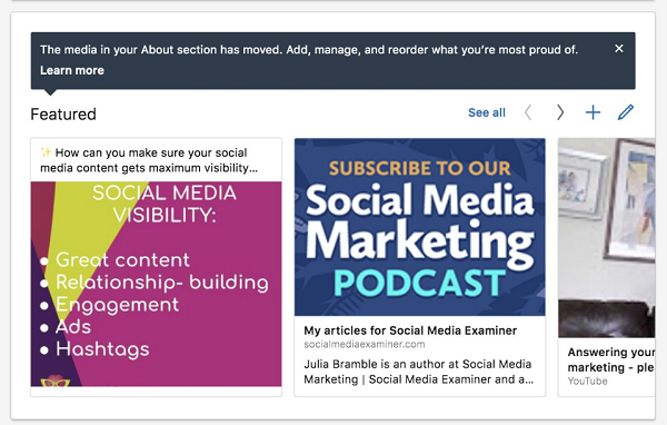 LinkedIn Featured example