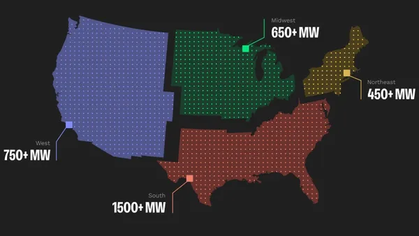 A map of the U.S. showing Renew Home's managed load.