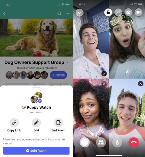 Messenger Rooms in groups