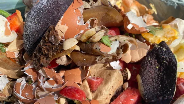 a close-up of food scraps in a compost collection bin in Washington, D.C.